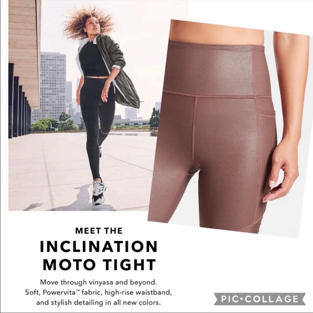 Athleta Inclination Moto tights shimmer brown M - Picture 4 of 11